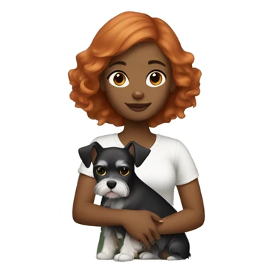 Black girl with ginger hair holding mini schnauzer  sticker