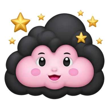 Black cloud with few shiny stars with pink cheeks sticker