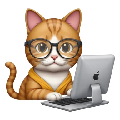 cat analyzing data on a computer emoji sticker