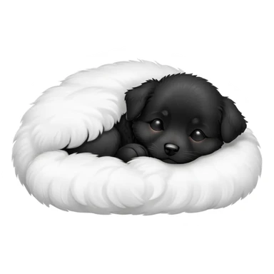 sleeping small solid black dog with white paws  sticker