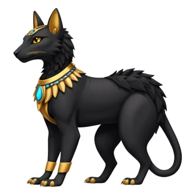 Black Dark Furry Fluffy Modern Futuristic Cyber-Salandit-Bastet-Anubis-fusion full body sticker