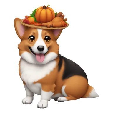Thanksgiving corgi with turkey  sticker