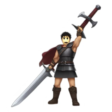 angry berserk guts carrying a huge sword on his shoulder sticker
