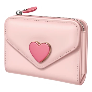 white wallet with heart charm, clean girl aesthetic, pastel tones sticker