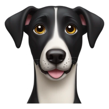 Black dog labrador whippet cross happy face one ear up sticker