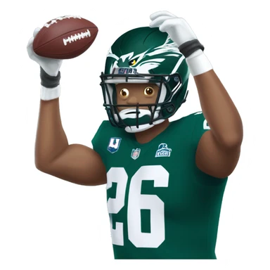 Saquon Barkley in Green Eagles jersey with number 26 trnsparent background sticker