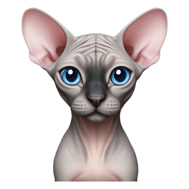 grey pink canadian sphynx cat with blue eyes and black nose sticker