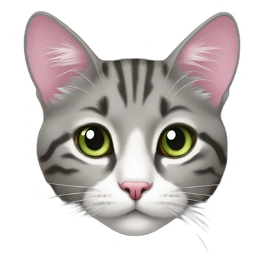 cat Tabby (Mainly black and gray) fluffy-dark-grey-cat pink-nose light-green-eyes,-white-long-whiskers,-white-spots-near-the-nose sticker