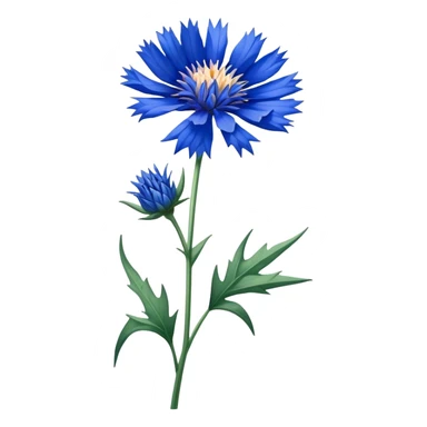 single blue Cornflower, straight stem sticker