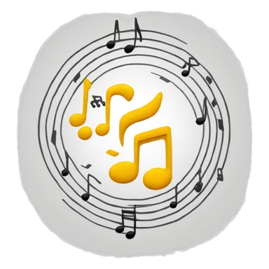 Music notes with sound waves around it in a circular shape  sticker