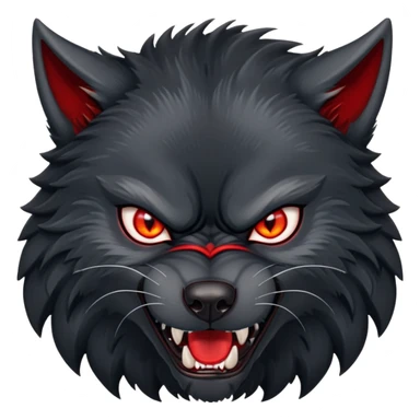 angry snarling black wolf with red eyes sticker