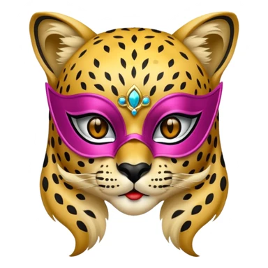 cheetah with glamorous masquerade mask sticker