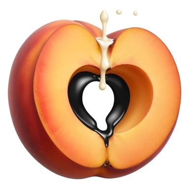 black hole in the middle of a peach. milk is leaking out of the hole sticker