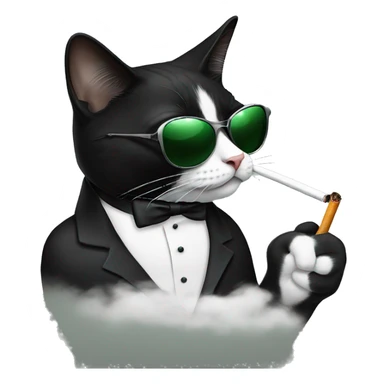 Tuxedo cat with sunglasses smoking a cigarette  sticker
