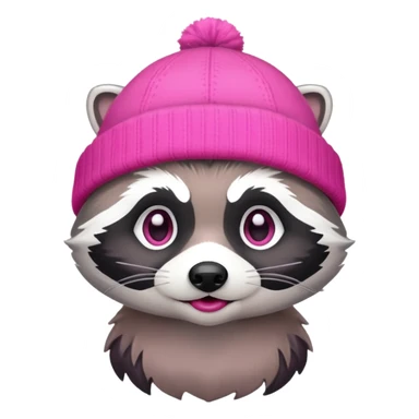 racoon with pink and white beanie sticker