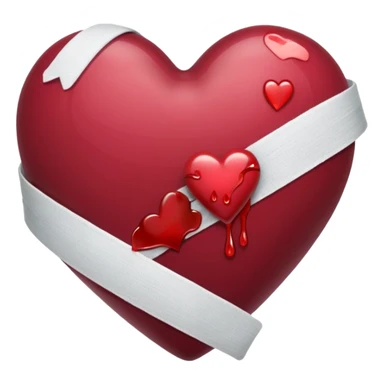Heart bandaged burgendy shjny sticker