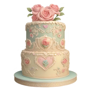 vintage valentine’s day cake sticker
