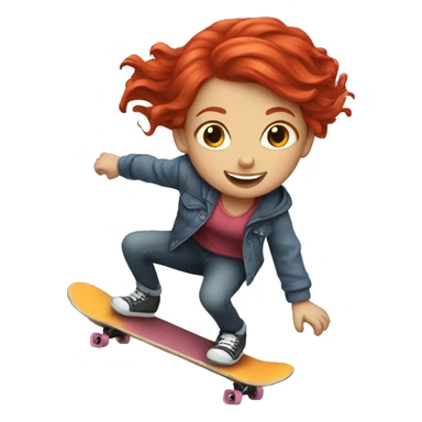 A red hair girl do skateboarding  sticker