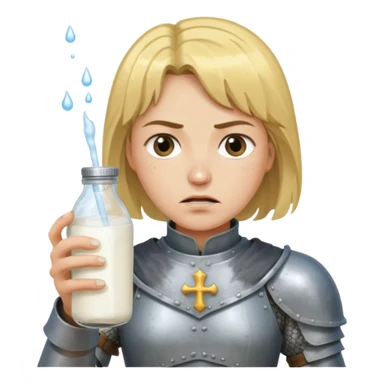 Un biberon avec du lait chaud et Jeanne d’arc en colère qui flotte dedans  sticker