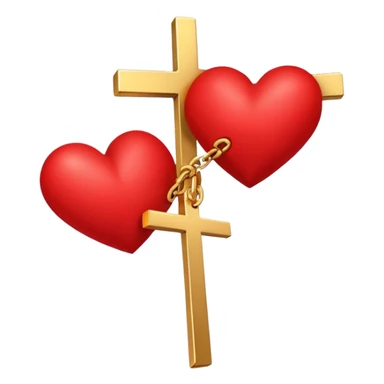 Two red  hearts connected by a simple gold cross  sticker