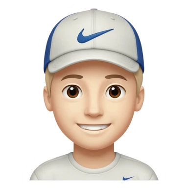 Quiero un emojis con una cara de niño con uno gorra de lado de Nike y sonriendo como los emojis de iPhone  sticker