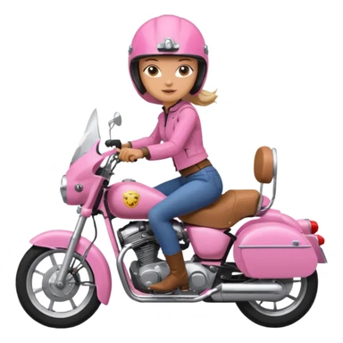 woman rider riding pink motorbiker sticker