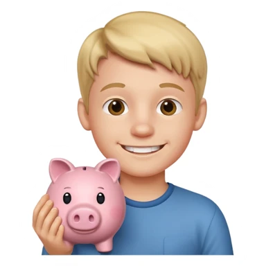 boy  with piggy bank sticker