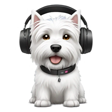 White west highland terrier with headphone sticker
