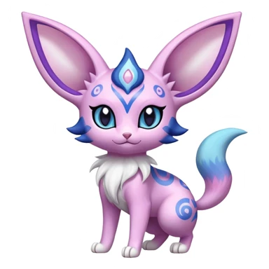Shiny Exotic Cute Espeon-Sylveon-Purrloin-Meowstic-Hybrid-Creature with pattern-markings sticker