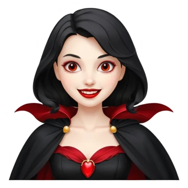 Vampire lady in black dress with cape, smile sticker