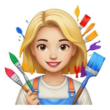 very cheerful and colorful painter girl sticker