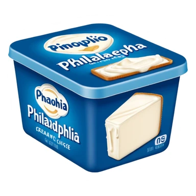 a block of PHILADELPHIA Cream Cheese with the packaging sticker