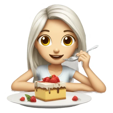 White skin girl eating desert on a table sticker