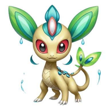 Splash-patterned emotional sparky sparky boom boom painful Meloetta-Guilmom-Salandit-Celebi-Pokémon-Fakémon-fusion-hybrid-creature sticker