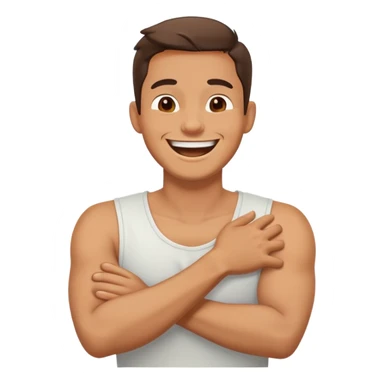 Arms crossed holding neck guy  laughing  sticker