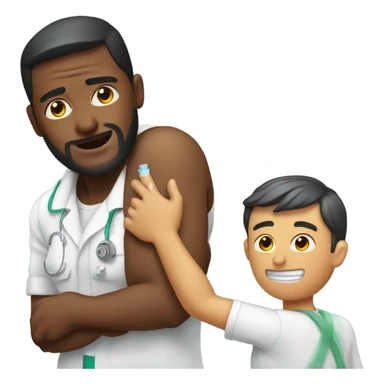 Man injecting vaccine sticker