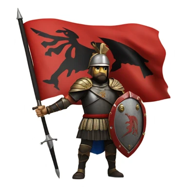 Albanian flag with skenderbeg hero sticker