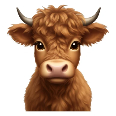 brown fluffy baby scottish cow with a small bow on head sticker