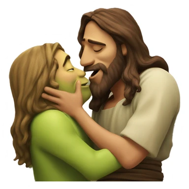 jesus kissing shrek sticker