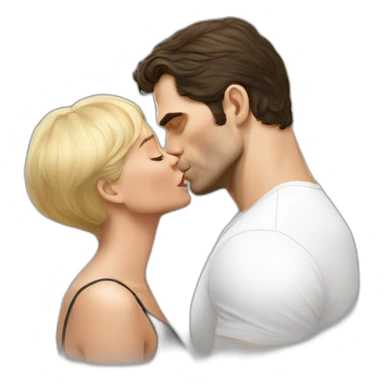 Henry Cavill kissing blond woman with very short hair sticker