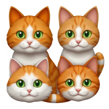 3 tiny different coloured short haired cats including a dark grey and white cat with green eyes, a ginger and white with orange eyes and a brown tabby and white with hazel eyes sticker