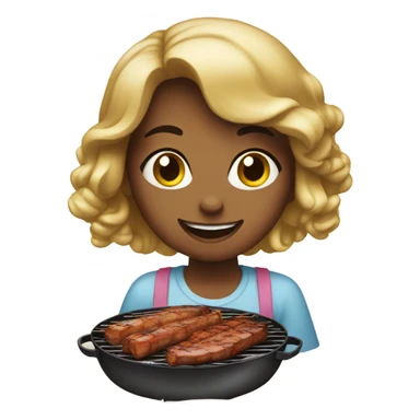 Girl eating bbq sticker