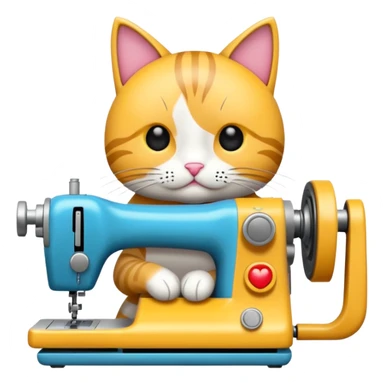 gato cosiendo en una maquina de coser sticker