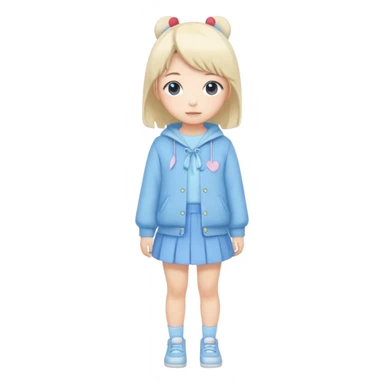 Kawaii girl Japanese full body blue pastel sticker
