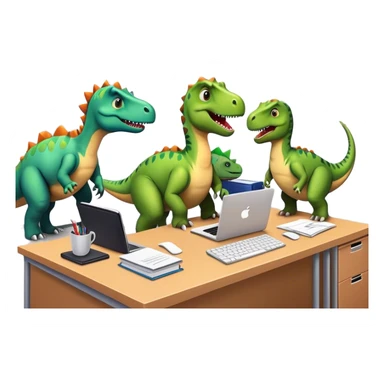 dinosaurs working in an office sticker