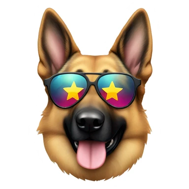german shepherd dog wearing star shaped sunglasses sticker