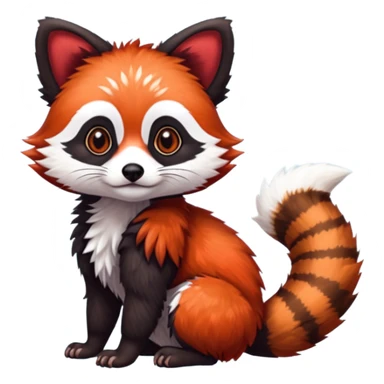 Realistic furry fuzzy scaly 4-legged quadrupedal Red-Panda-Munchkin-Kitten-Lemur-Raccoon-Dog-Red-Fox-animal-fusion-hybrid, Full body sticker