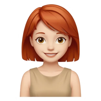 girl-,-short-layer-red-hair wear beige dress sticker