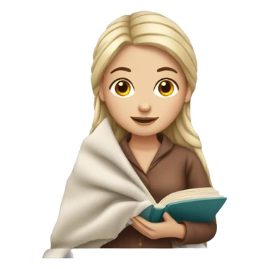 White girl with blanket and book sticker