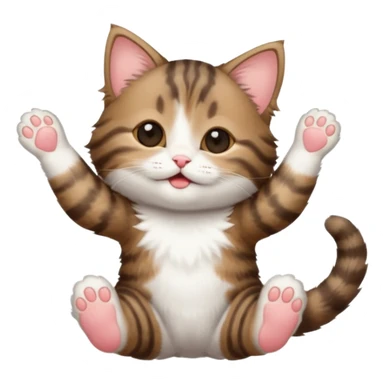dark brown tabby and white kitten in funny positions upside down with eyes closed sticker